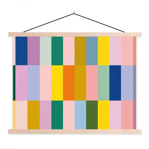 Stroken - Blauw - Patroon - Abstract textielposter latten blank klein -3d
