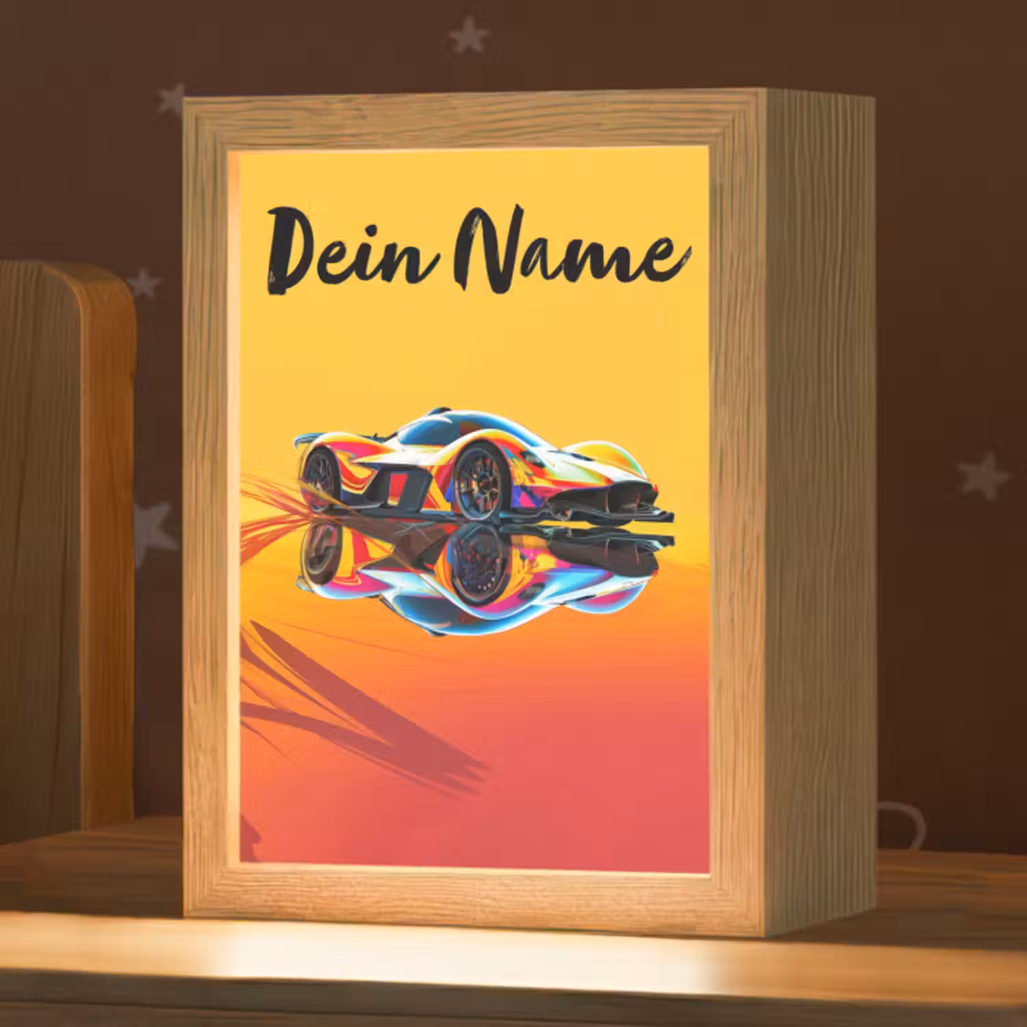 Nachtlicht Kinder mit Namen - Auto - Rennen - F1 - Jungen - Gelb - Rot
