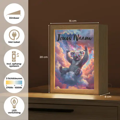 Koala - Dier - Zonnebril - Wolken Light Box met kabel (Kinderlampje) klein -USP_NL