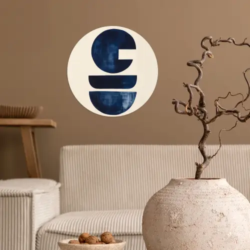 Vormen - Blauw - Abstract Wandcirkel behangsticker klein -sfeer1
