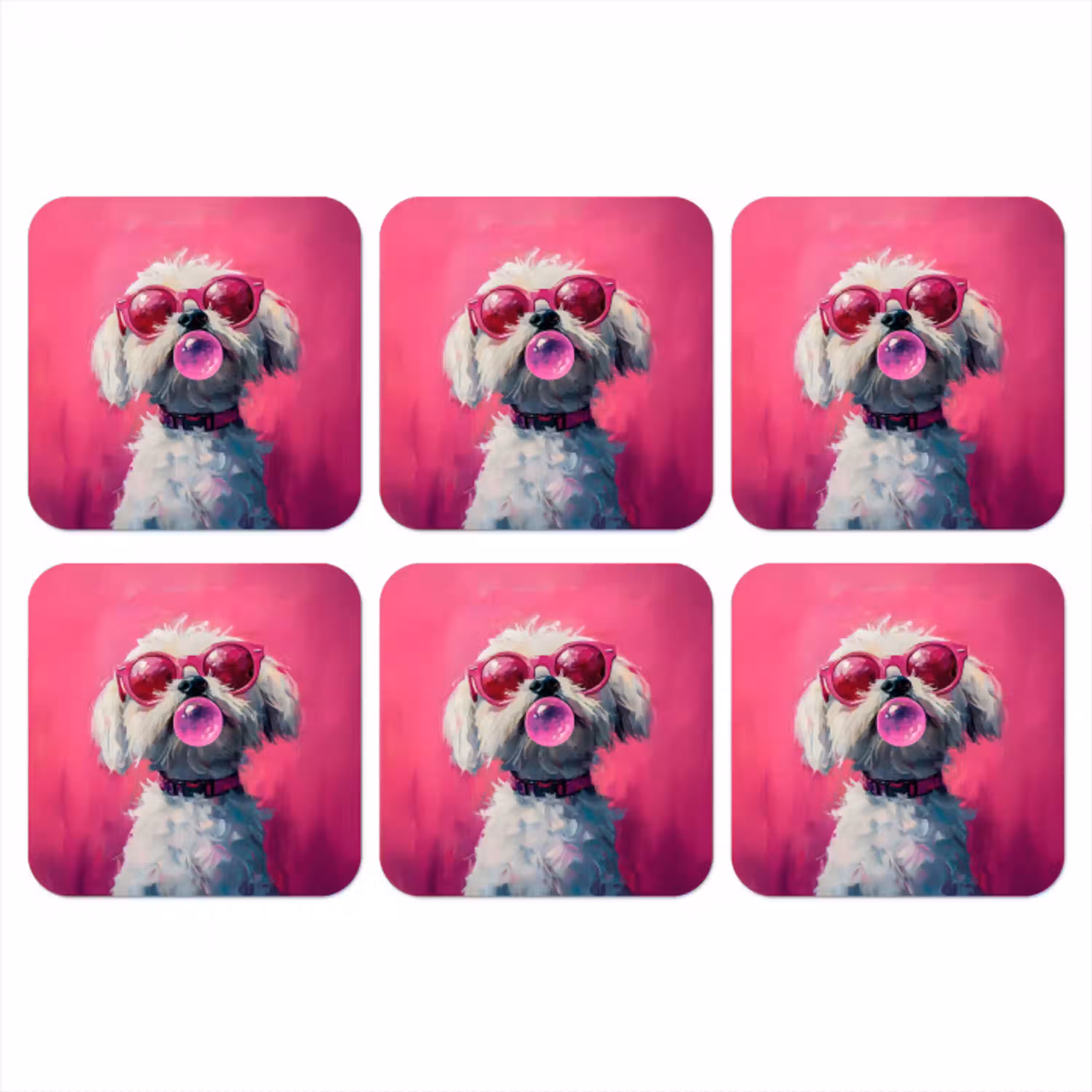 Pink - Hond - Bubbel onderzetter kurk middel -3d