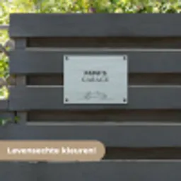 Papa's Garage met auto tuinposter los doek klein -sfeer3