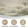 Tropisch landschap - palmbomen - Bloemen - Roze lucht Akoestische PET Vilt - Rond klein -closeup_DE