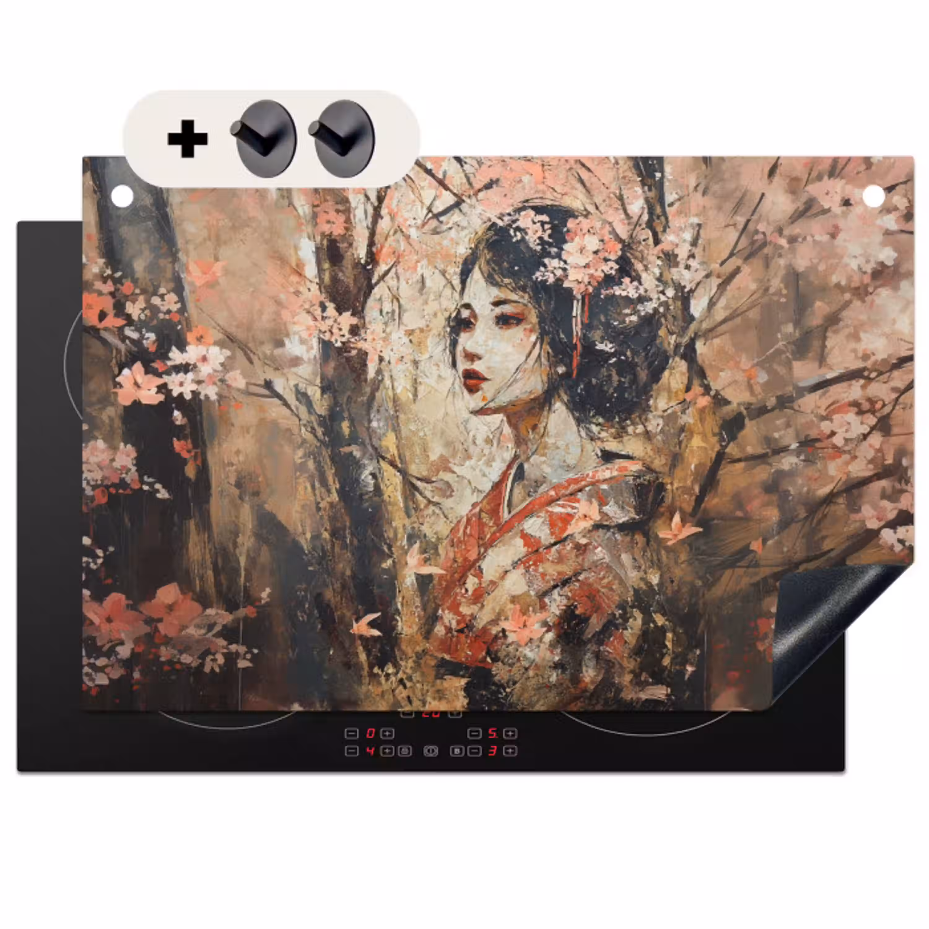 Kimono - Vrouw - kersenbomen Inductie beschemer met haakjes klein -3d