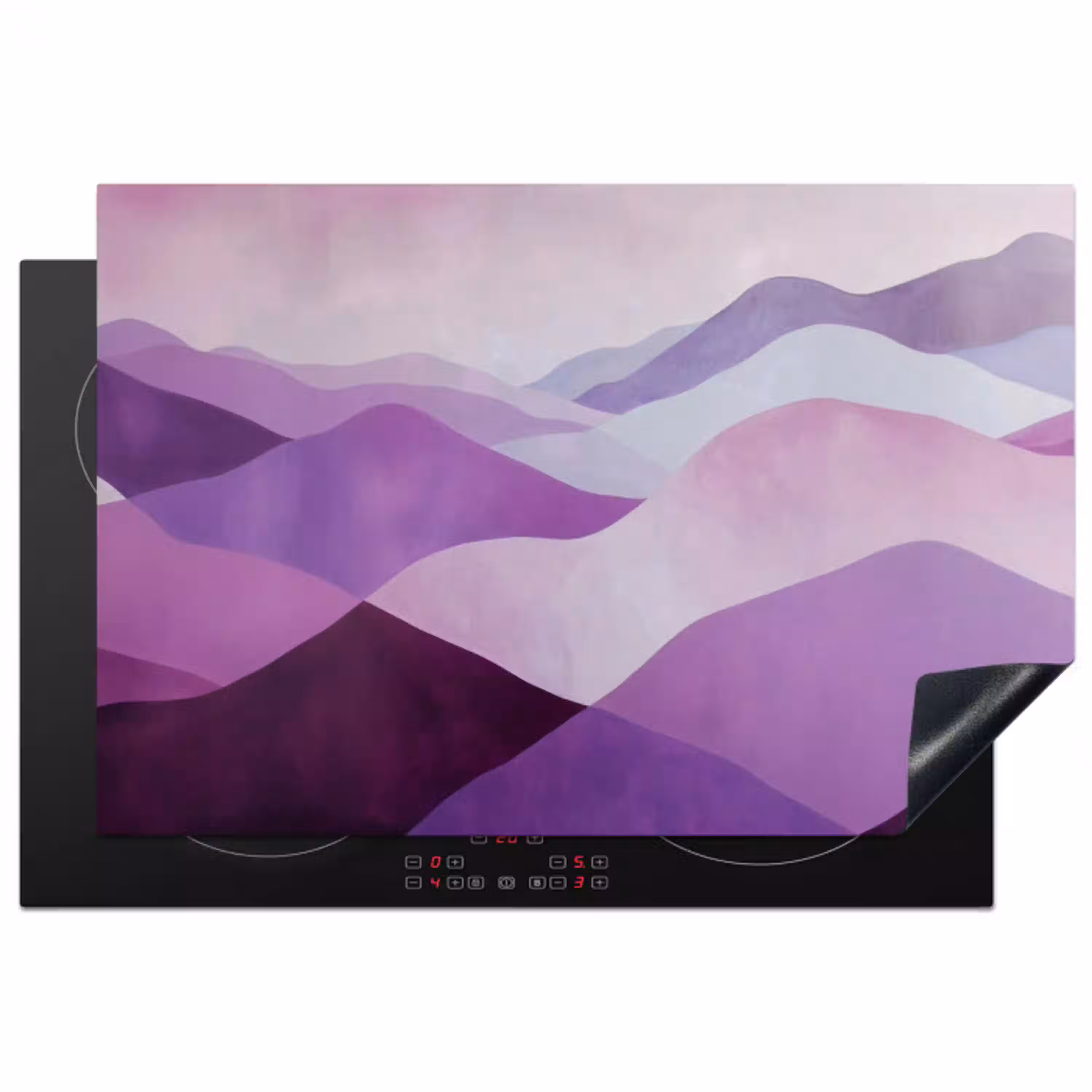 Abstract - Heuvels - Landschap - Paars Inductie beschermer vinyl 3mm klein -3d