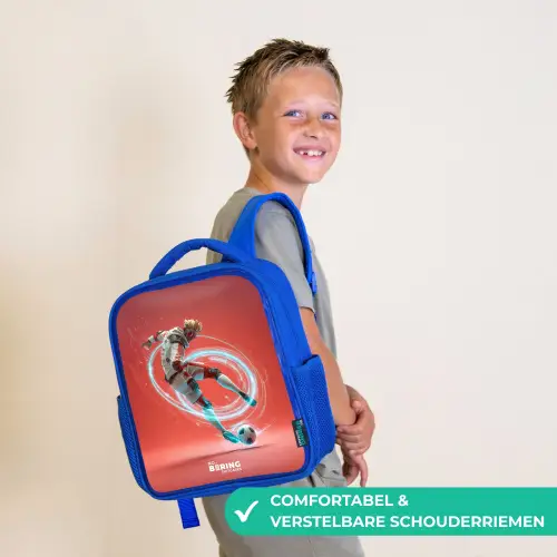 Voetbal - Jongen - Rood - Lichtcirkel Kinderrugzak - Blauw middel -sfeer3_NL