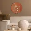 Bloemen - Wit - Subtiel - Roestkleur Akoestische PET Vilt - Rond klein -sfeer1