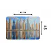 Skyline - Wolkenkrabbers - Water - Blauw Placemat vinyl groot -specs