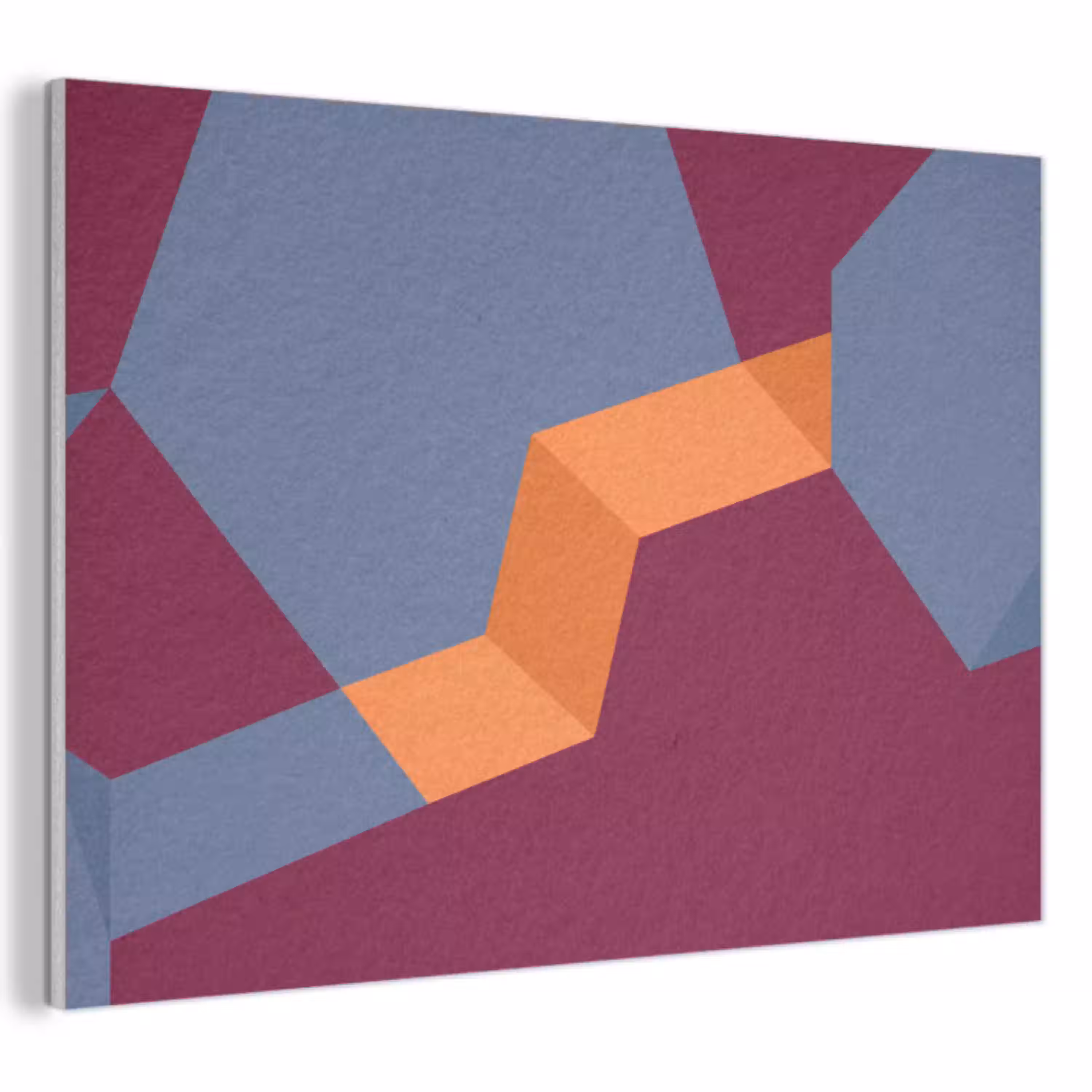 Abstract - Vormen - Modern - Blauw - Oranje PET vilt klein -3d