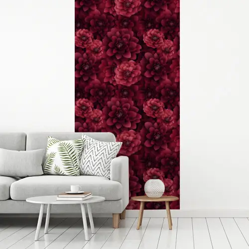 Dahlias - Bloemen - Rood fotobehang vinyl groot 64 -woonkamer