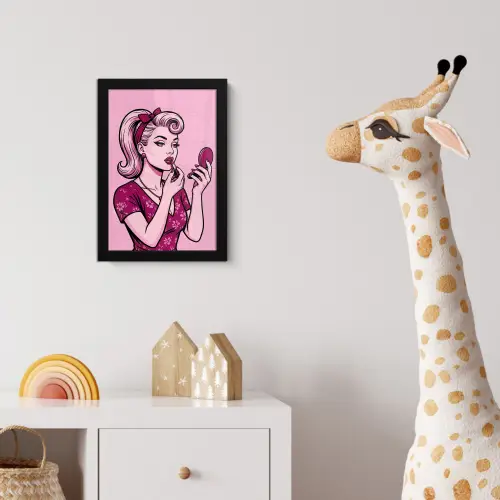 Vintage - Vrouw - Roze fotolijst zwart zonder passe partout klein -usfeer4_kinderkamer
