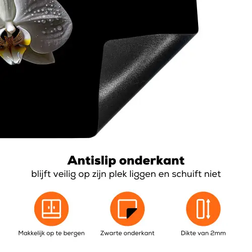 Dauwdruppels op Witte Orchideeën Inductie beschermer vinyl 3mm klein -zzzzzzz-td-onderkant
