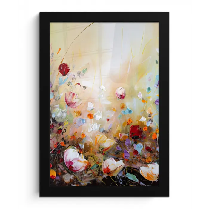 Olieverf - Bloemen - Kleurrijk - Natuur fotolijst zwart zonder passe partout klein -3d