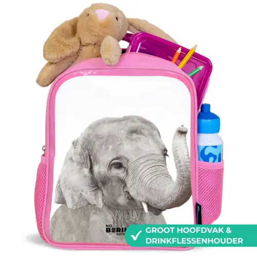 Oscar Olifant Kinderrugzak - Roze middel -inhoud_NL