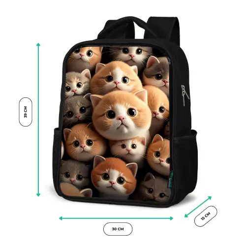 Knuffelkatjes Rugzak - Zwart middel -productfoto_formaten