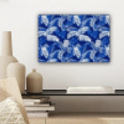 Palmblad - Patroon - Blauw canvas 2cm klein 34 -sfeer6