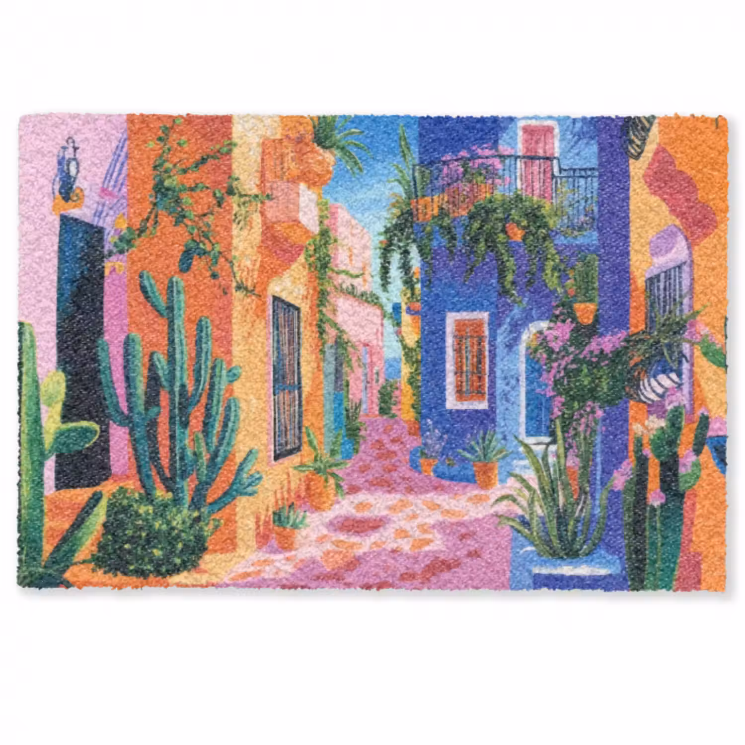 Fußmatte - Gelb - Blau - Orange - Haus