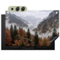 Bergen - Vallei - Mist - Herfst - Natuur Inductie beschemer met haakjes klein -3d