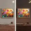 Felgekleurd - Bloemblaadjes - Abstract Light Box met batterij (Wandlamp) middel -sfeer3
