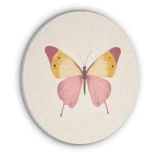 Vlinder - Illustratie - Roze Akoestische PET Vilt - Rond klein -3d