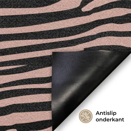 Strepen - Roze - Bruin Deurmat klein 898 -antislip_NL