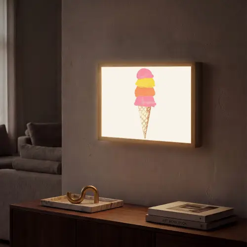 Schepijs - Hoorntje - Illustratie - Minimalistisch Light Box met batterij (Wandlamp) middel -sfeer1
