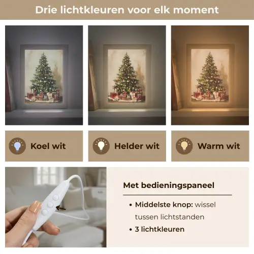 Kerstboom - Versierd - Kleurrijk Light Box met kabel (Tafellamp) klein -USP_lichtkleurNL