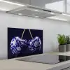 Porselein- Kersen - Delfts - Blauw keuken achterwand spatscherm klein -3d_schuin