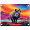 Neushoorn - Zonsondergang - Savanna - Kleurrijk tuinposter los doek klein -3d