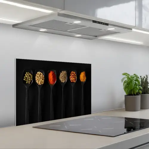 Kleurrijk Kruiden Kwartet keuken achterwand spatscherm klein -3d_schuin