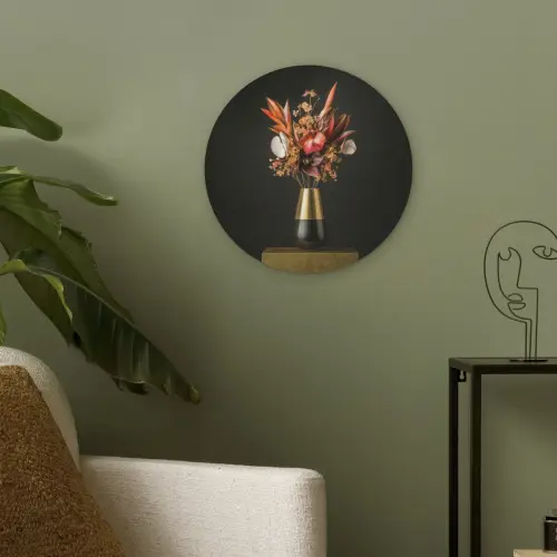 Exotisch - Boeket - Vaas - Goud Akoestische PET Vilt - Rond klein -sfeer2