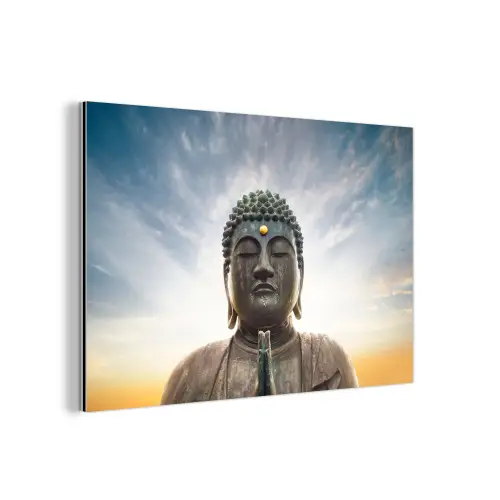 Boeddha hoofd - Buddha - Lucht - Spiritueel - Meditatie aluminium wit klein -3d