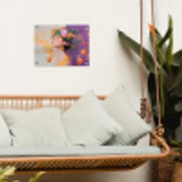 Abstract - Vrouw - Bloemenkroon - Goud tuinposter los doek klein -sfeer7