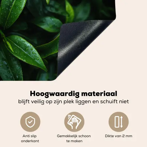Bladeren - Regendruppels - Licht - Groen Inductie beschemer met haakjes middel -ky-onderkant-nl