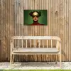 Vrouw - Groen - Bril - Aesthetic - Modern Tuinposter op houten frame 2 cm dik klein -sfeer4