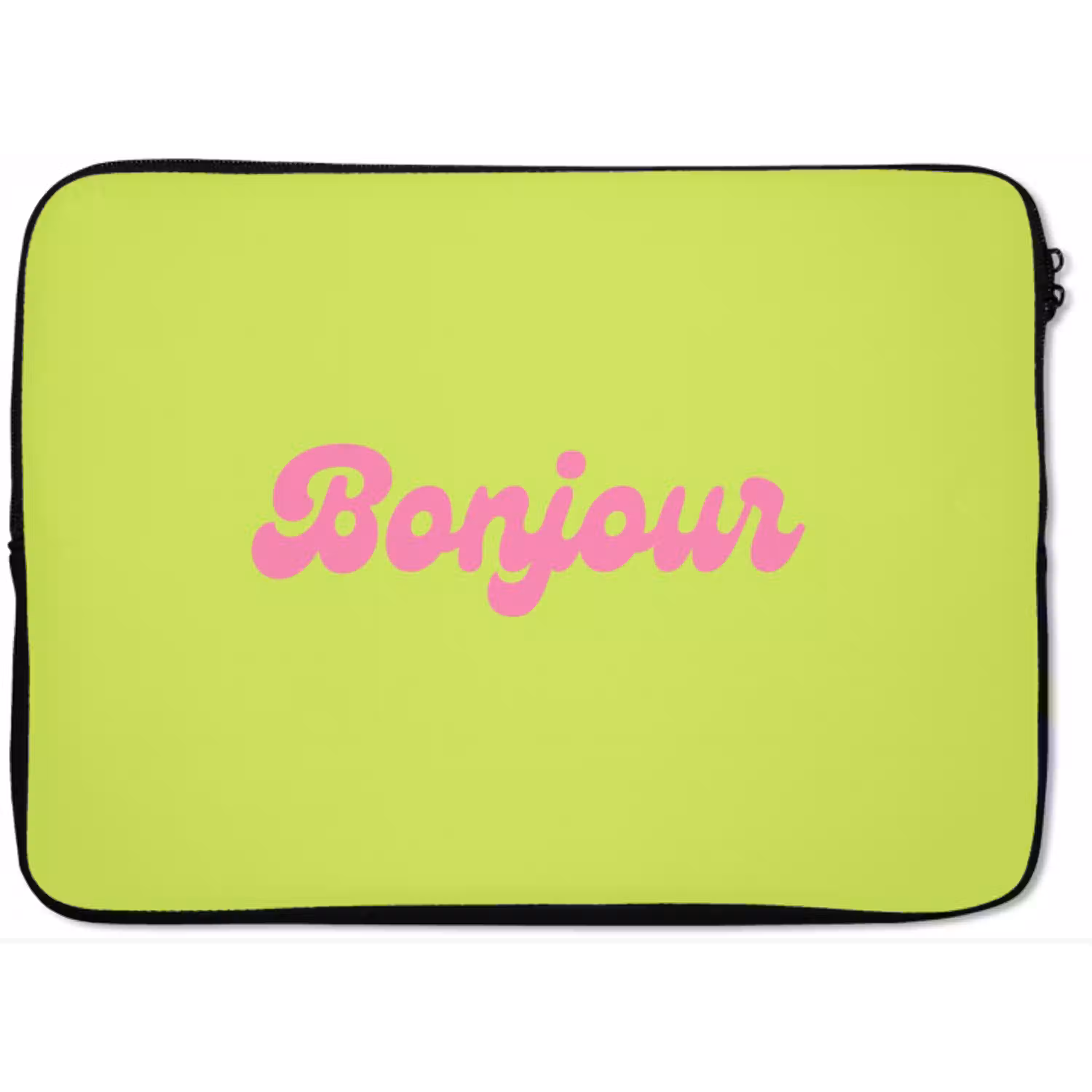 Groen - Roze bonjour - Retro laptophoes neopreen klein -zkaufland3dotto