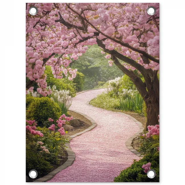 Kersenbloesem - Natuur - Sakura - Pad - Japanse tuin tuinposter los doek klein -3d