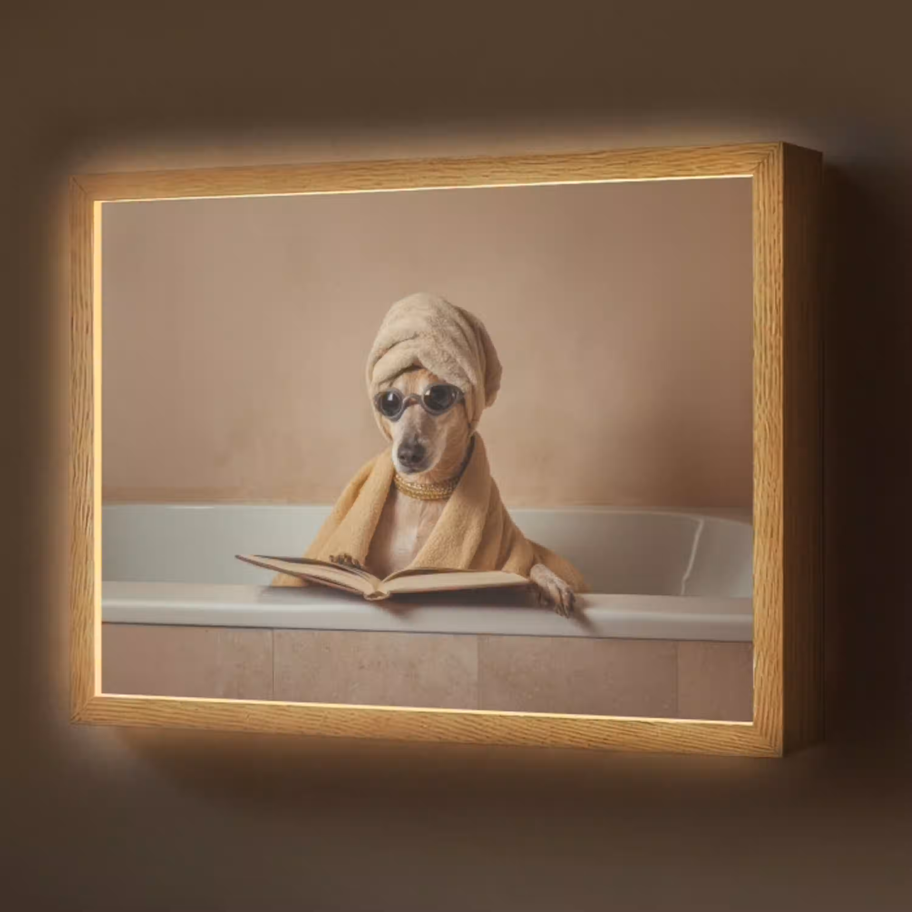 Bad - Hond - Boek - Zonnebril Light Box met batterij (Wandlamp) middel -z3d_website
