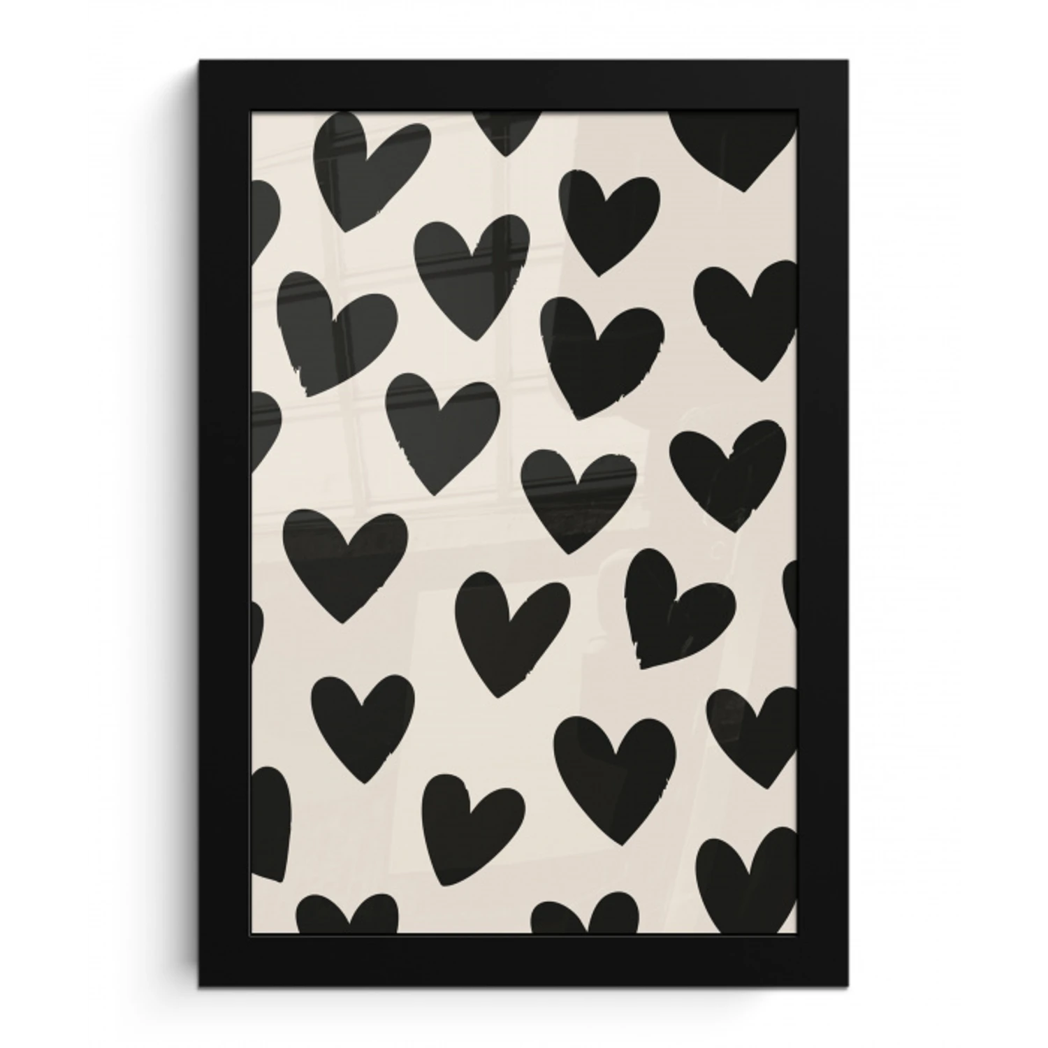 Hartjes - Zwart - Beige fotolijst zwart zonder passe partout klein -3d