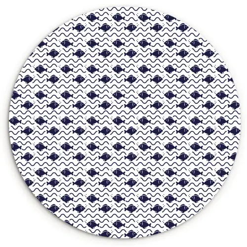 Oceaan - Visachtig - Blauw - Wit Wandcirkel plexiglas klein 852 -3d