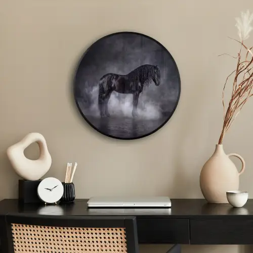 Paard - Magisch - Zwart Fotolijst rond zonder passe partout klein -sfeer1