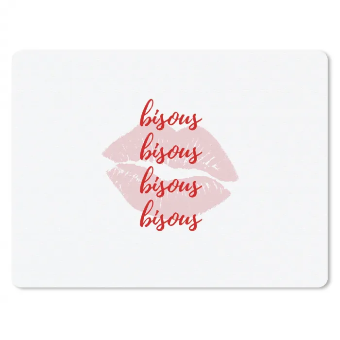 Bisous - Lip - Wit - Rood muismat rubber klein -3d