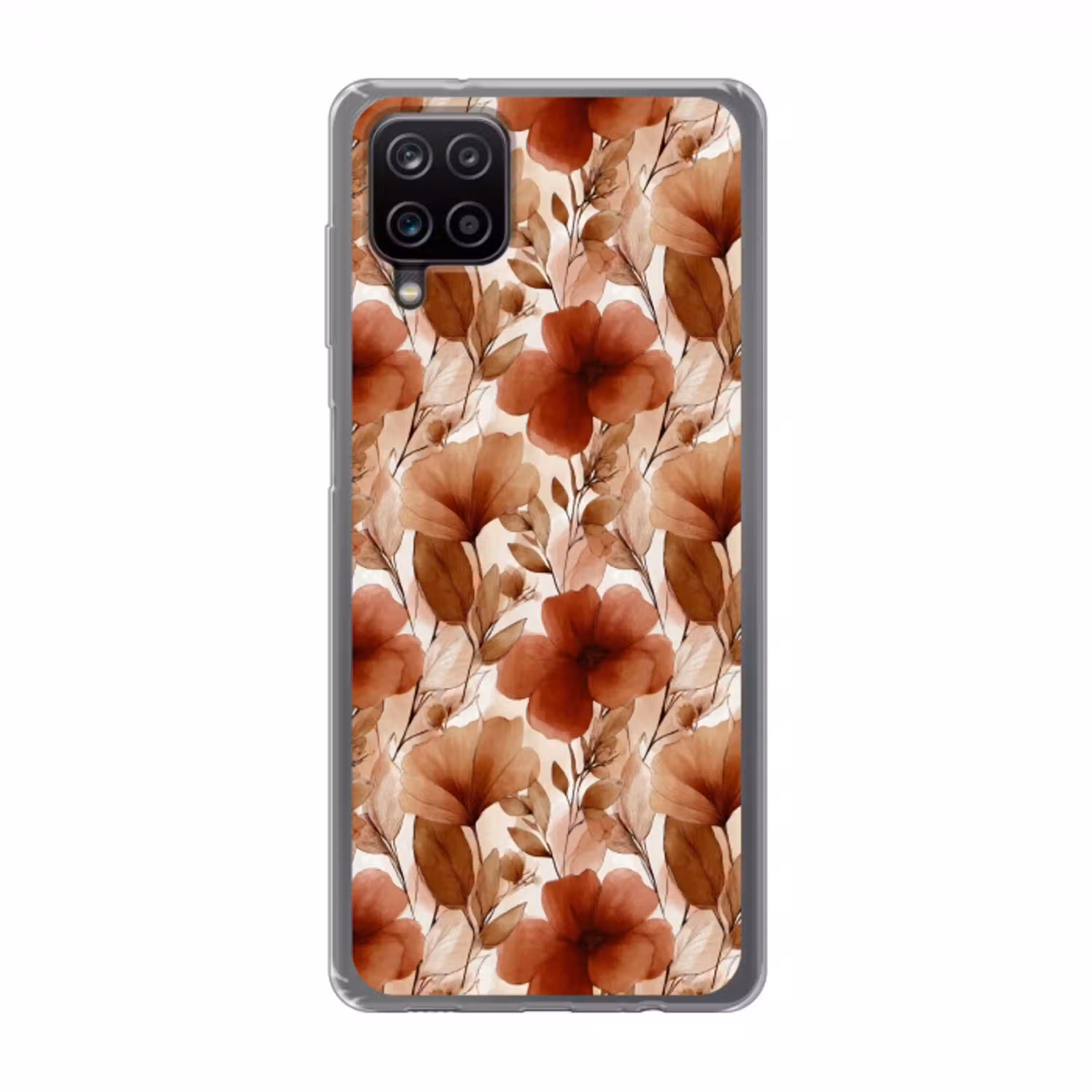 Bloemen - Aquarel - Botanisch - Terracotta Telefoonhoesje Samsung Galaxy A12 klein 372 -3d