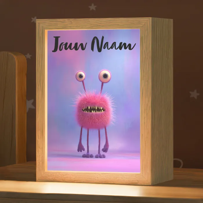 Monster - Roze - Paars Light Box met kabel (Kinderlampje) klein -zzz_3d_website