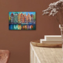 Amsterdam - Olieverf - Gracht - Schilderij - Kunst aluminium wit klein -sfeer4