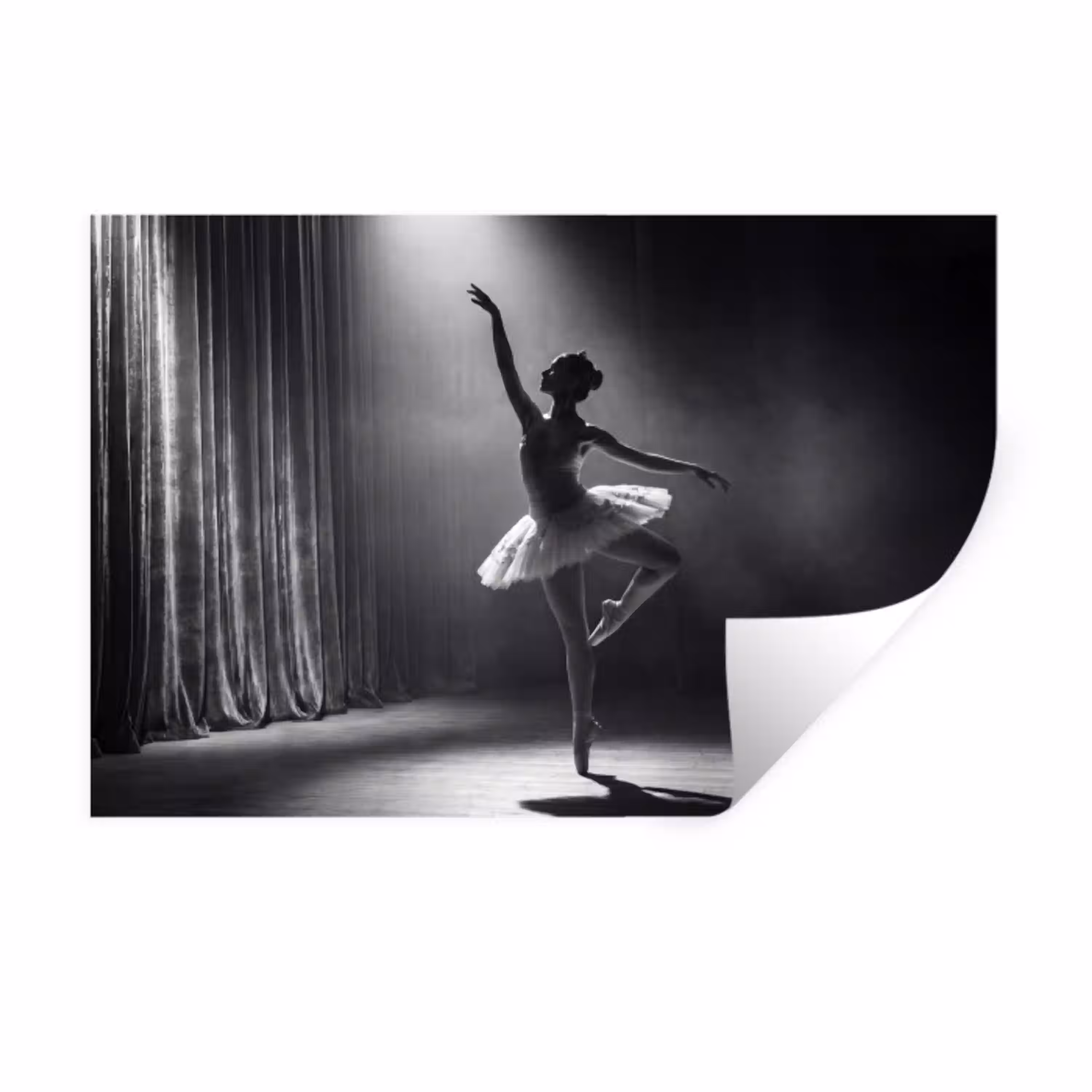 Danser - Podium - Zwart-wit - Kunst - Klassiek Muursticker klein -3d