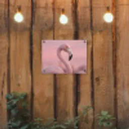 Flamingo - Portret - Roze tuinposter los doek klein -sfeer1
