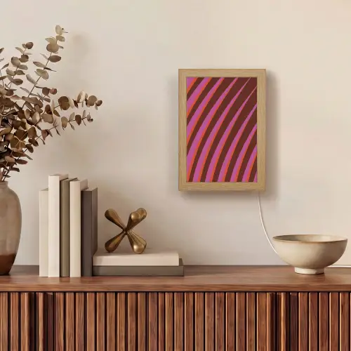 Lijnen - Rood - Beweging Light Box met kabel (Tafellamp) klein -sfeer2