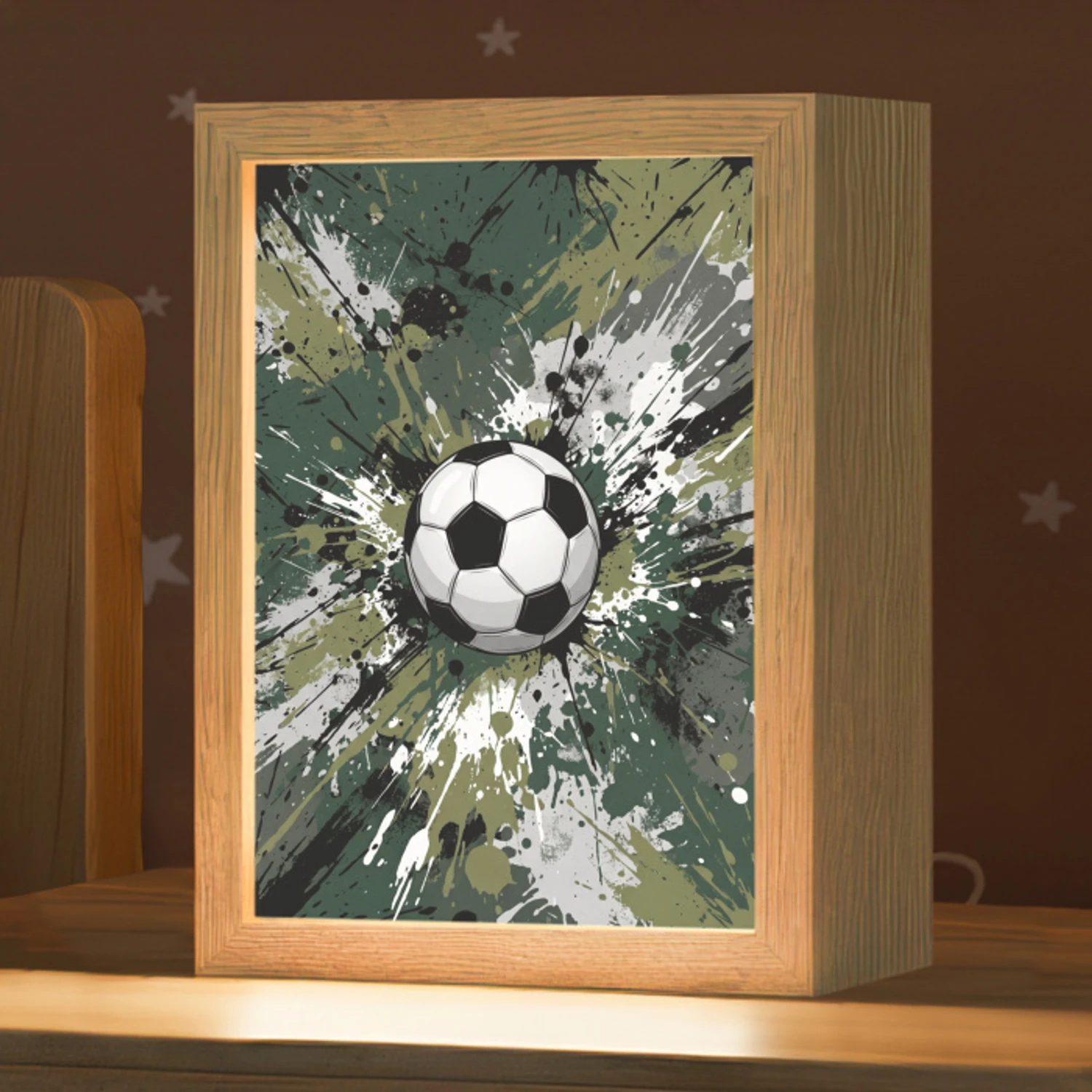 Voetbal - Verf - Spetters - Groen Light Box met kabel (Kinderlampje) klein -zzz_3d_website