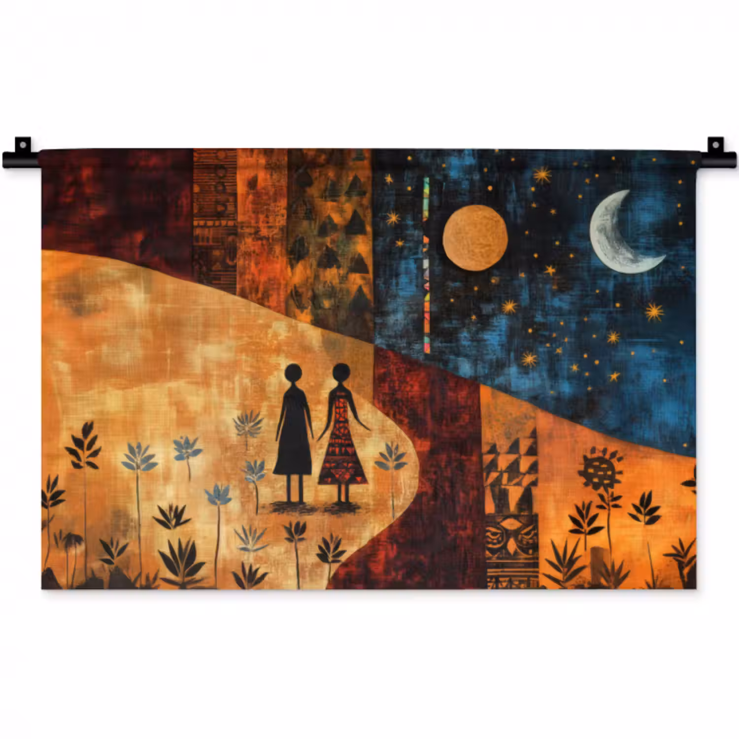 Wandteppich - Scherenschnitte - Abstrakt - Sonne - Mond